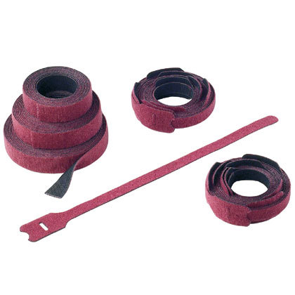 Panduit Tak-Ty Hook & Loop - Loop Tie Cable Tie; Maroon; Nylon Loop / Polypropylene Hook; Intermediate; 8" Length; 1.91" Bundle Diameter; 10 ct.